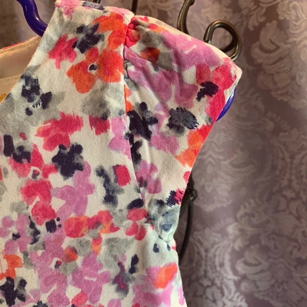 Gymboree Floral Dress Capped Sleeve Lined Rayon Cotton